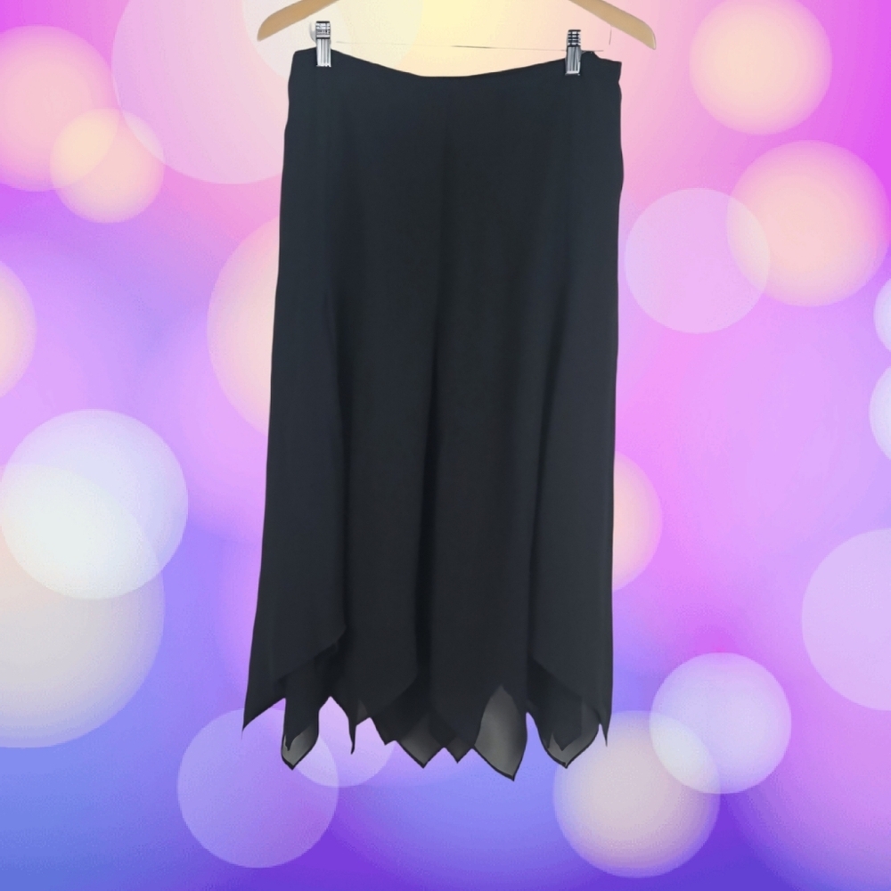 Retro Black Gothic Style Midi Skirt, Size L